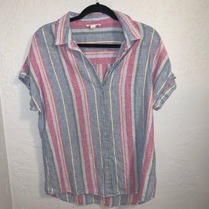Colorful striped button up top